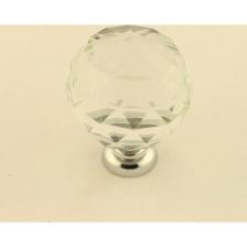 Gürçay Kristal Taşlı Kulp Küre 30Mm Şeffaf Krom (2 Adet)