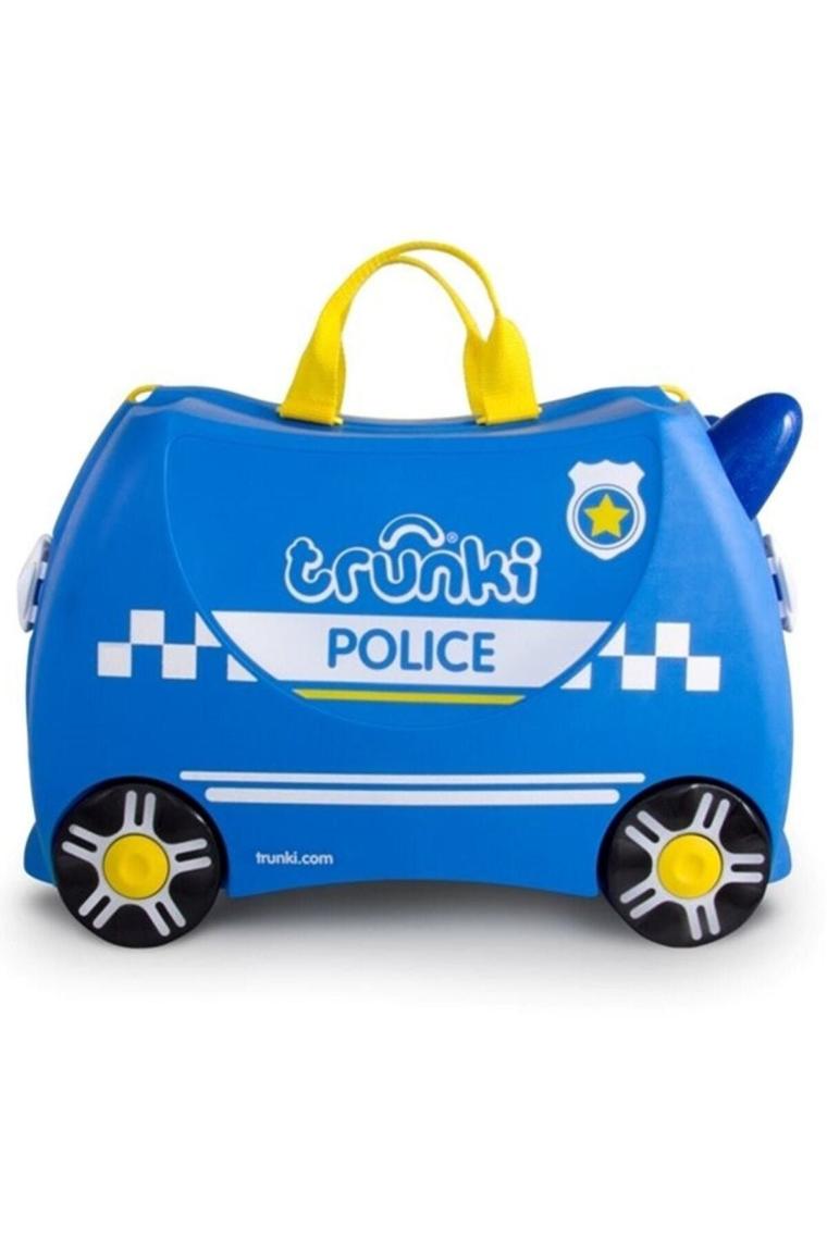 Trunki Polis Arabası Percy Binilen ve Sürülen Çocuk Bavulu