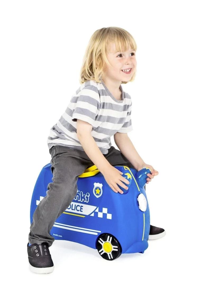 Trunki Polis Arabası Percy Binilen ve Sürülen Çocuk Bavulu