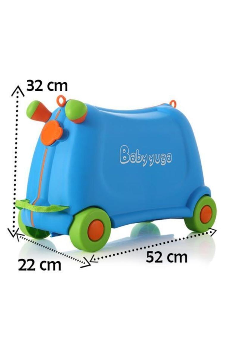Baby Yuga Çekçekli Tekerlekli Çocuk Valizi (Mavi)