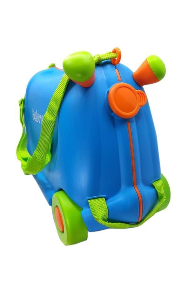 Baby Yuga Çekçekli Tekerlekli Çocuk Valizi (Mavi)