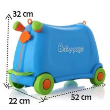 Baby Yuga Çekçekli Tekerlekli Çocuk Valizi (Mavi)
