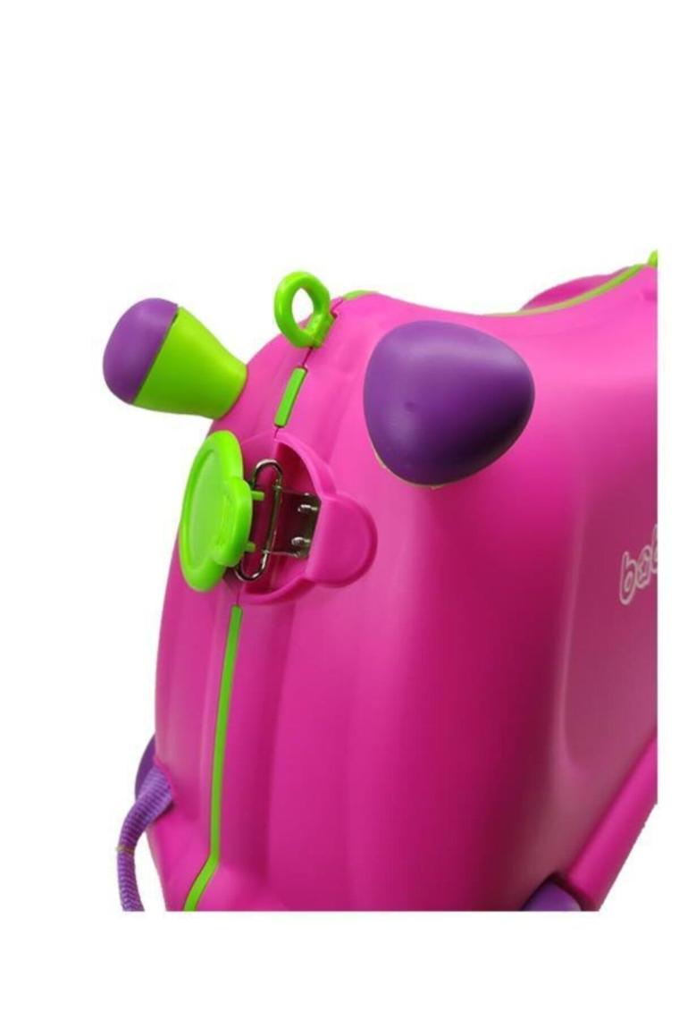 Baby Yuga Çekçekli Tekerlekli Çocuk Valizi (Pembe)