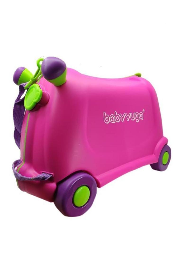 Baby Yuga Çekçekli Tekerlekli Çocuk Valizi (Pembe)