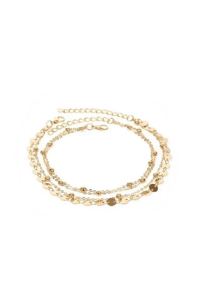 X-lady Accessories Beach Minik Pullu Toplu Zincir Halhal 4'lü Gold