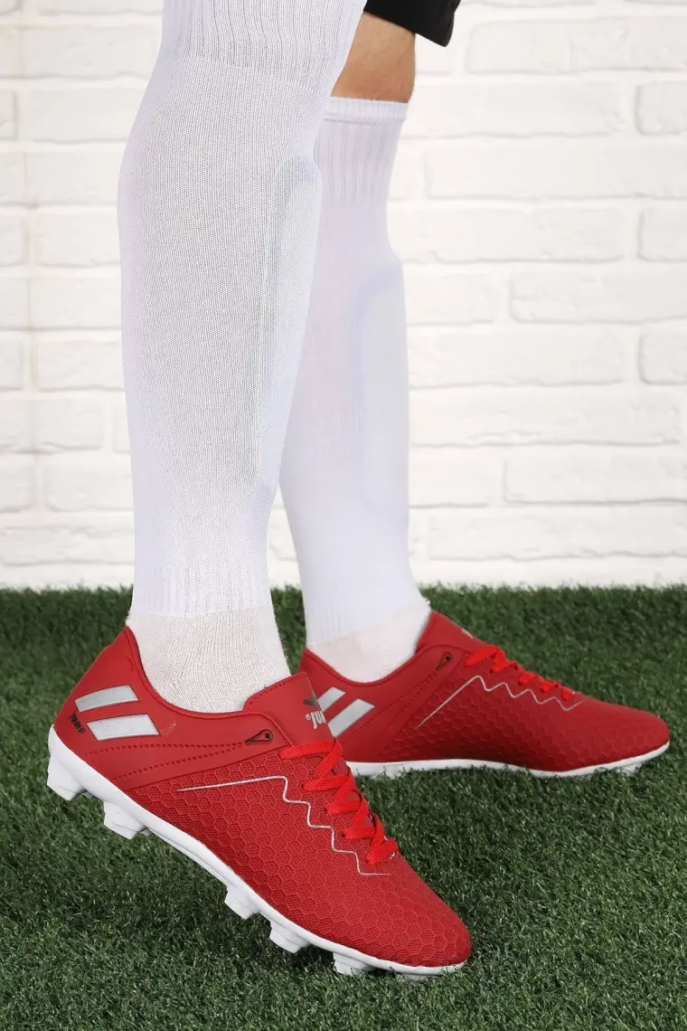 Jump 27880 Siyah Beyaz Erkek Çim Halı Saha Uzun Dişli Krampon Futbol Ayakkabı