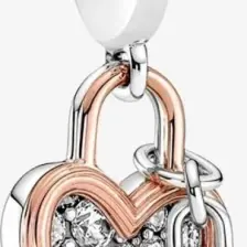Pandora 780087C01-KALP ve Kilit Çift Sallantılı Charm