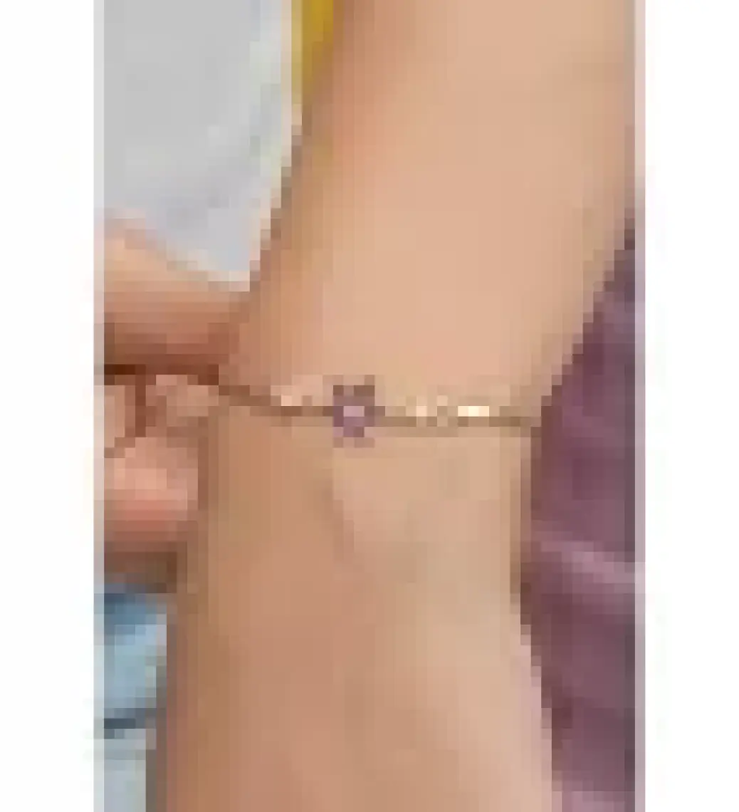 Nereze 925 Ayar Mor Taşlı Lotus Çiçeği Gümüş Bileklik
