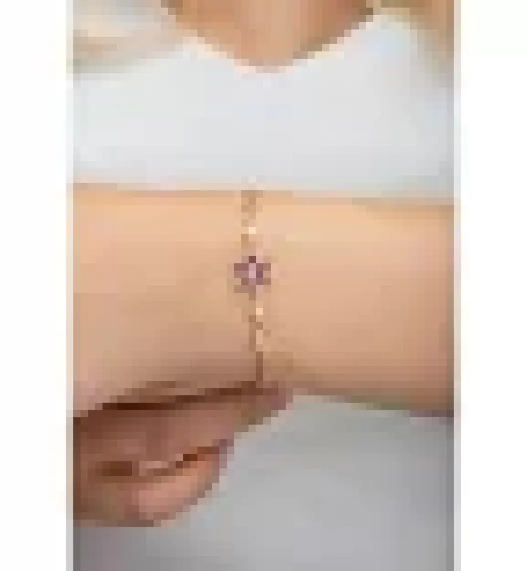 Nereze 925 Ayar Mor Taşlı Lotus Çiçeği Gümüş Bileklik