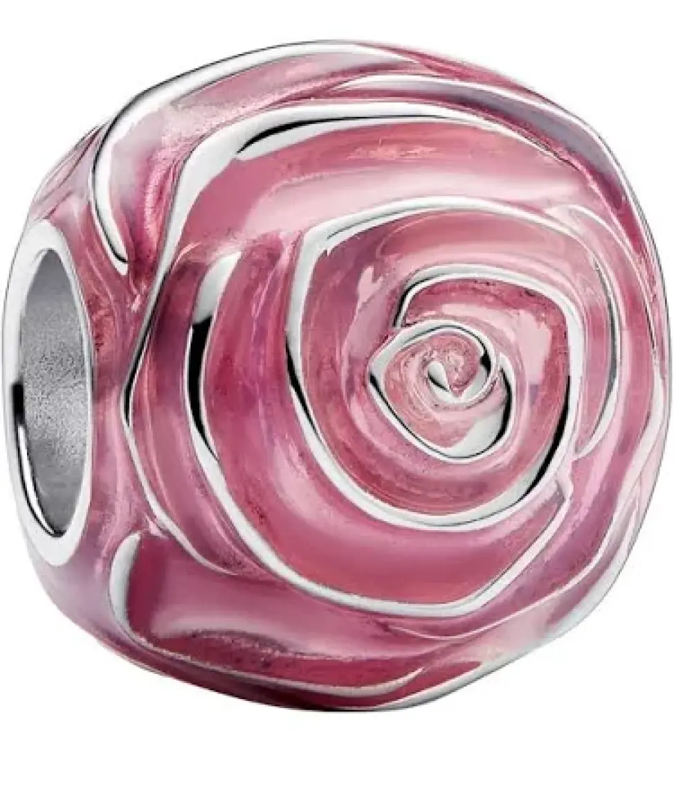 Ni Aksesuar Gümüş S925 Damgalı Açan Pembe Gül Charm