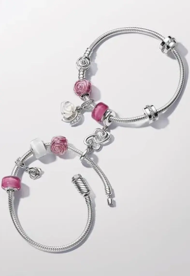 Ni Aksesuar Gümüş S925 Damgalı Açan Pembe Gül Charm