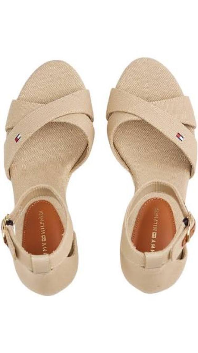 Tommy Hilfiger Logolu  Pamuk Dolgu Topuklu Sandalet Bayan Sandalet FW0FW08661 Acc