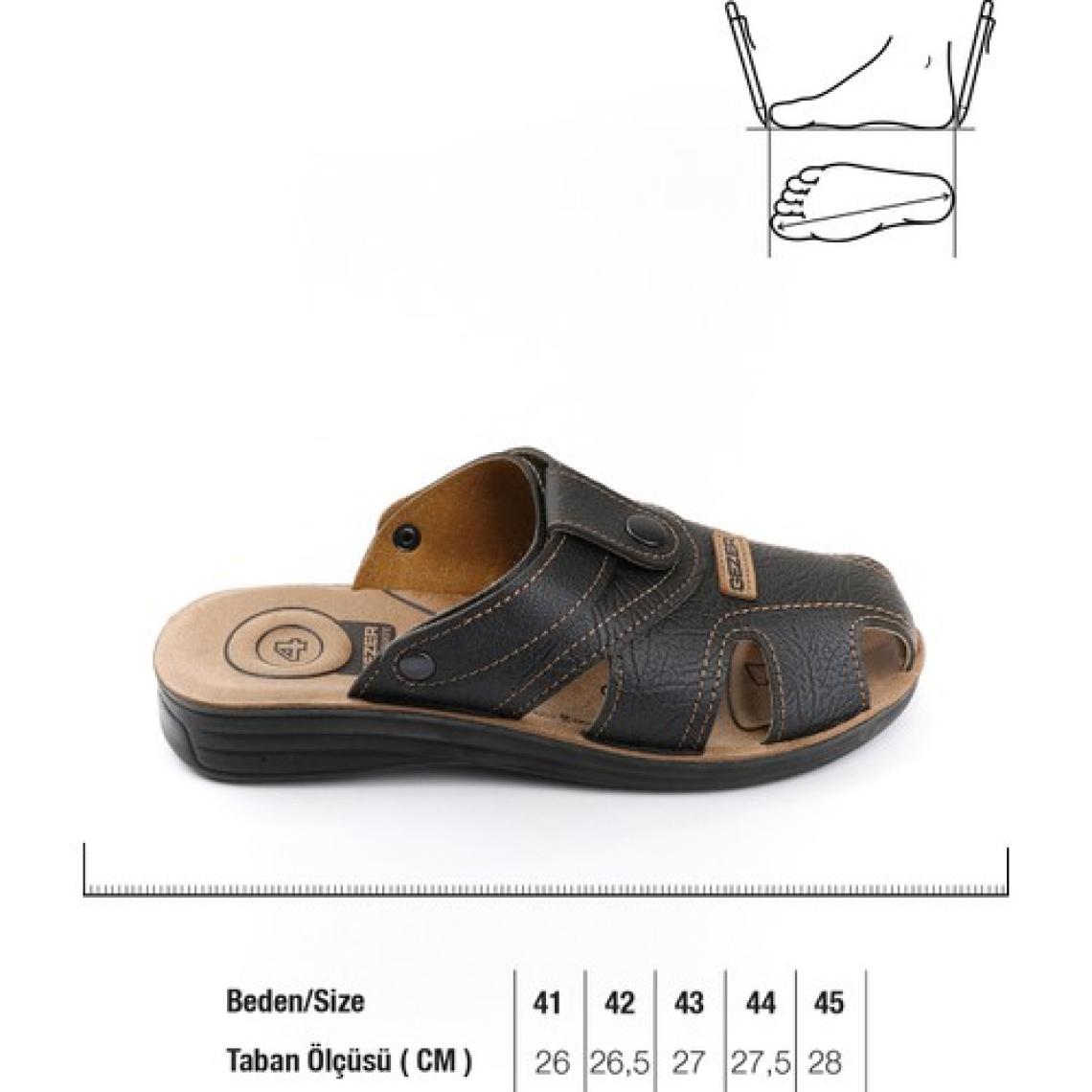 Gezer Yazlık Erkek Çıtçıtlı Ayarlanabilir  Terlik-Sandalet