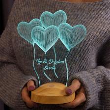 Doğum Günü Hediyesi, Parti Hediyesi, 3d Kalpler Led Gece Lambası, 3 Boyutlu Led Lamba