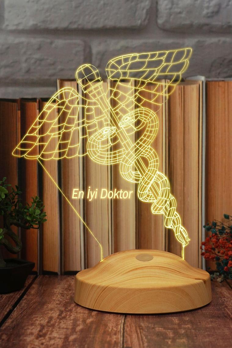 Tıp Sembollü Doktor 3d Led Lamba, Doçent Doktor Ofis Ve Muayenehane Hediyesi, Tıp Bayramı Hediyesi