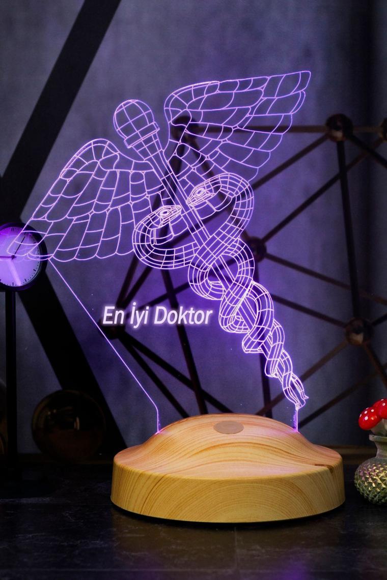 Tıp Sembollü Doktor 3d Led Lamba, Doçent Doktor Ofis Ve Muayenehane Hediyesi, Tıp Bayramı Hediyesi