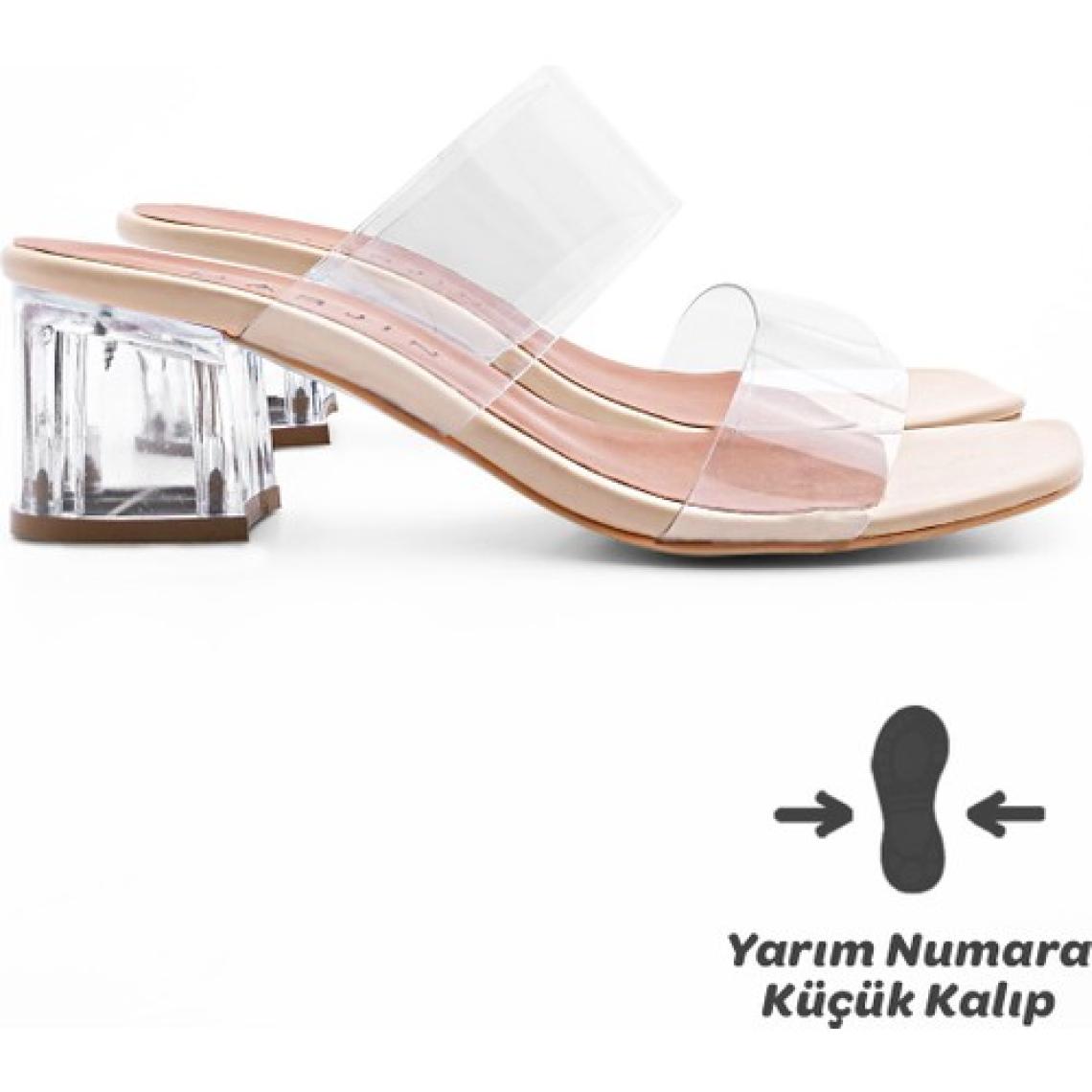Marjin Kadın Şeffaf Bantlı Şeffaf Topuklu Terlik Yesva