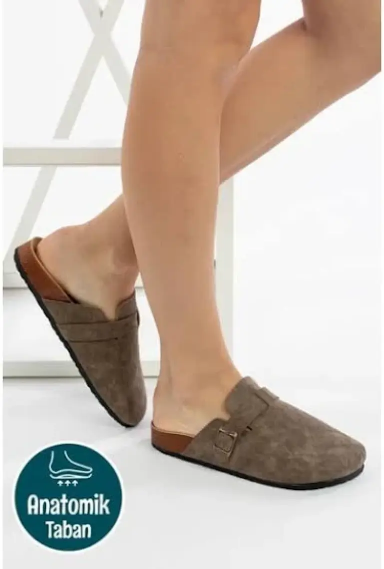 Roy Jones Kadın Ortopedik Yumuşak Tabanlı Terlik Önü Kapalı Paslanmaz Tokalı Kaymaz Sabo Ev Dışarı Terliği