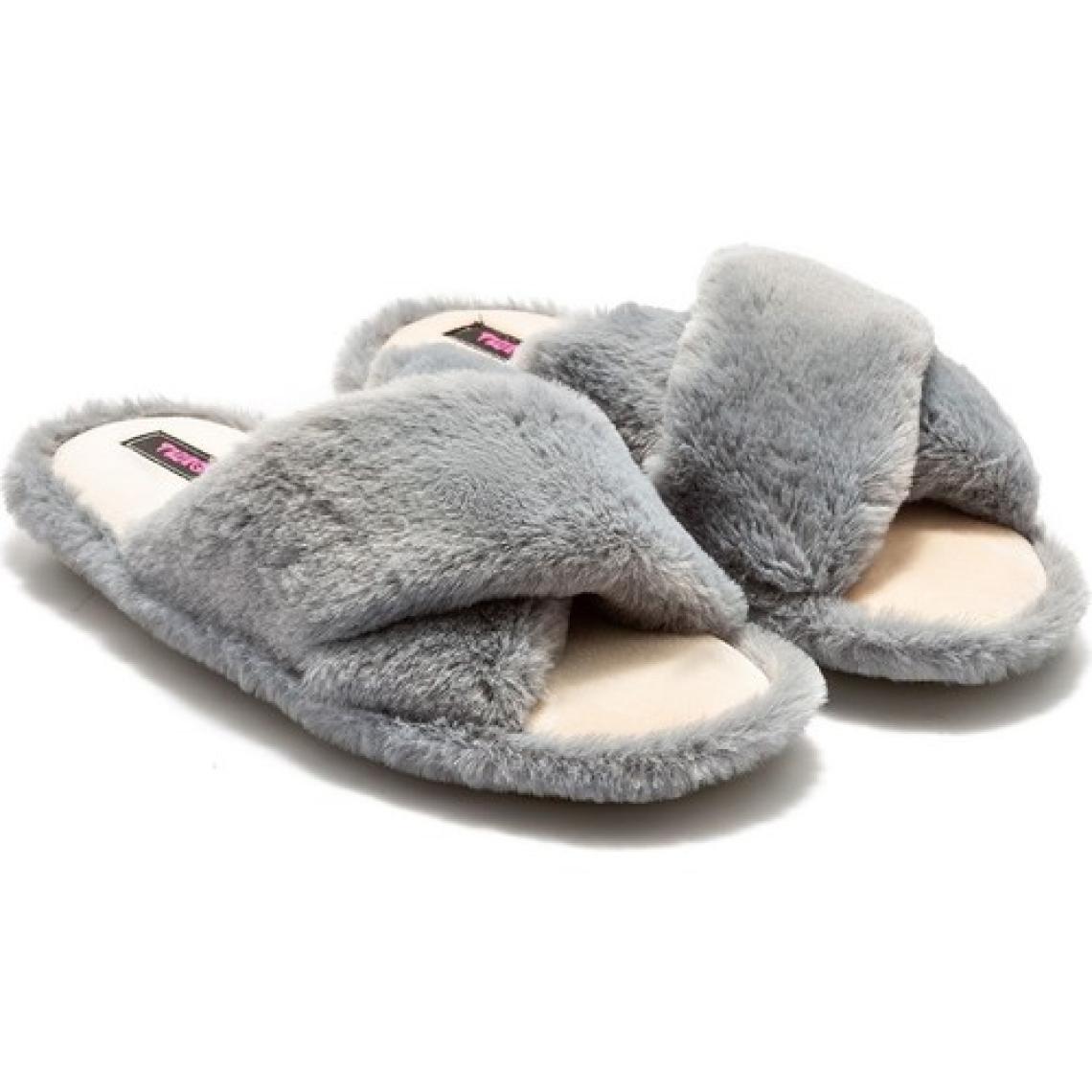 Twigy Çapraz Peluş Kadın Ev Terliği Gri 36/41 CC0183