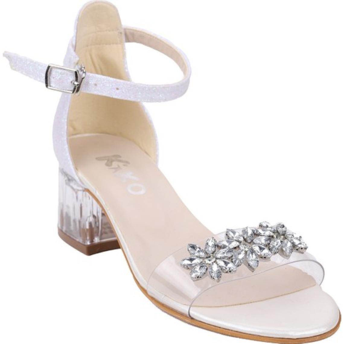 Kiko Kids 790 Kum Simli Taşlı Kız Çocuk 3 Cm Sandalet Sedef