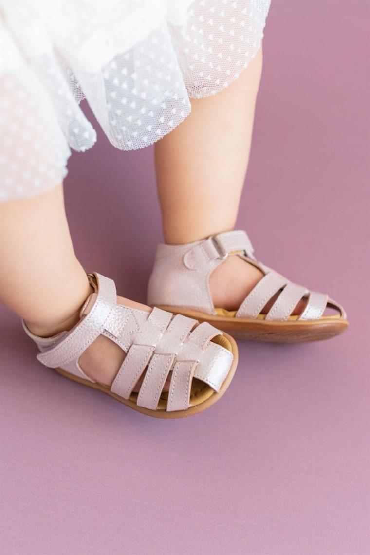 First Step  Deri Çocuk Sandalet Pembe D-465