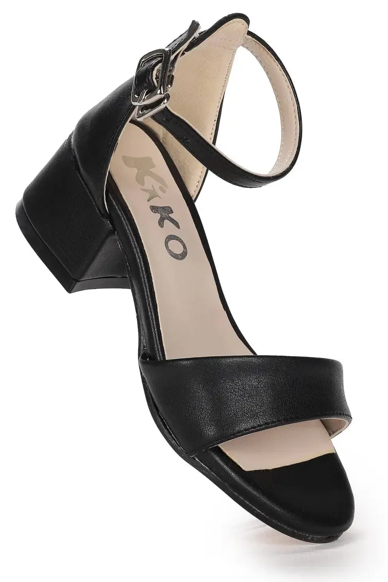 Kiko 769 Kum Cilt Günlük Kız Çocuk 3 cm Topuk Sandalet Ayakkabı Siyah
