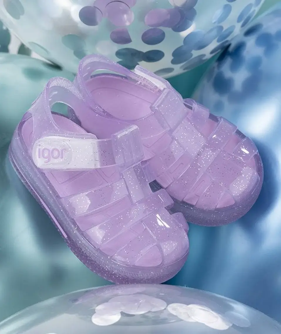 Igor S10265 STAR GLITTER Mor Kız Çocuk Sandalet