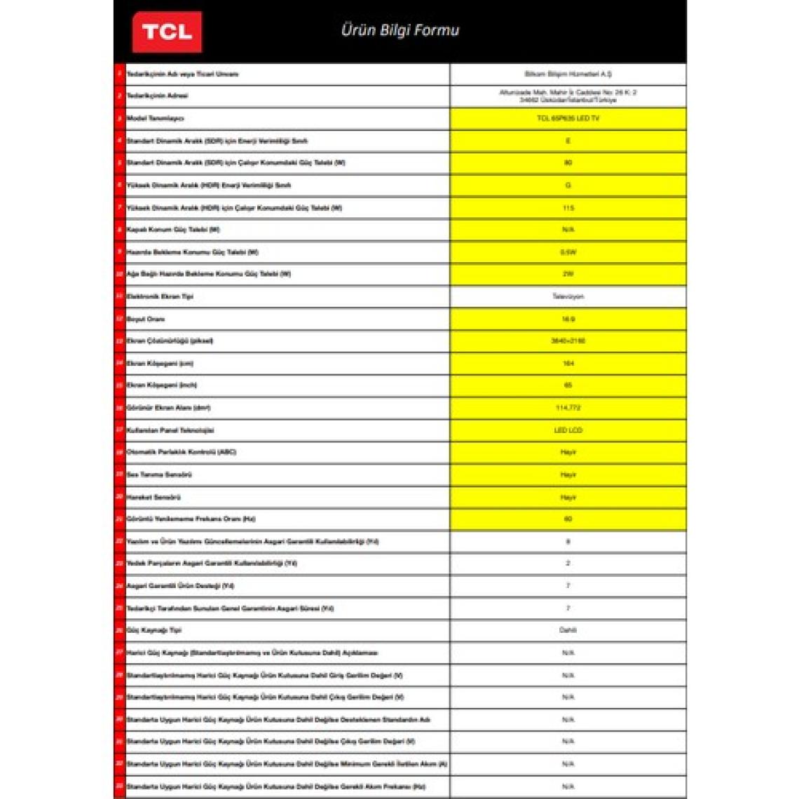 TCL 65P635 65" 165 Ekran Dahili Uydu Alıcılı 4K Ultra HD Smart LED TV