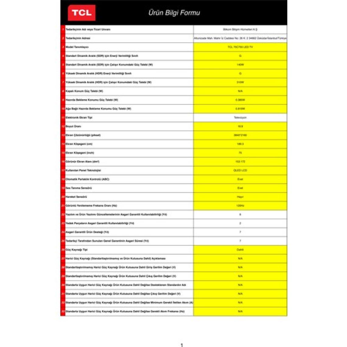 TCL 75C755 75" 190 Ekran Dahili Uydu Alıcılı 4K Ultra HD Smart MiniLED TV