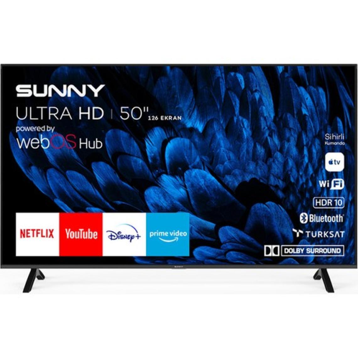 Sunny SN50FMN252 4K Ultra HD 50" 127 Ekran Uydu Alıcılı webOS Smart LED TV