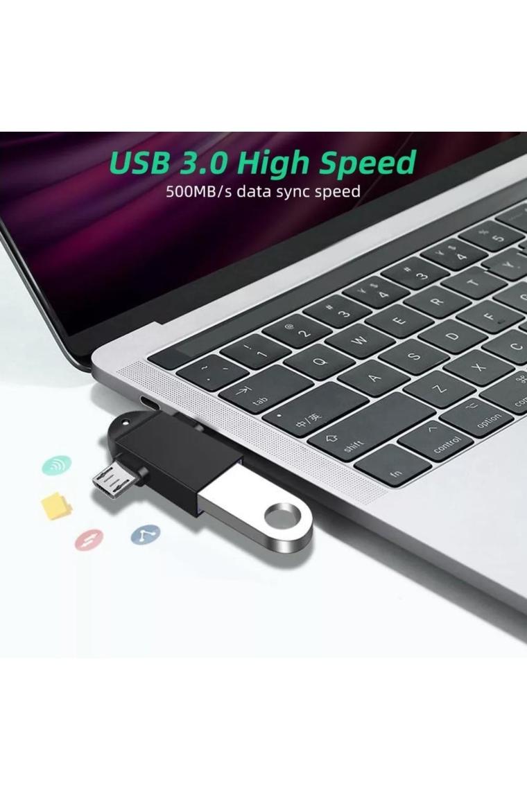 4965 Micro Usb Type-c 3 In 1 Dönüştürücü Çevirici Adaptör Otg
