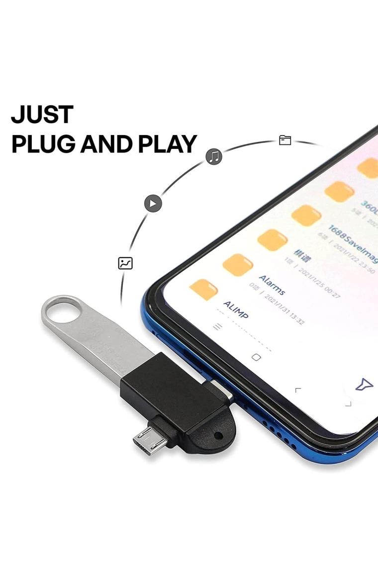 4965 Micro Usb Type-c 3 In 1 Dönüştürücü Çevirici Adaptör Otg