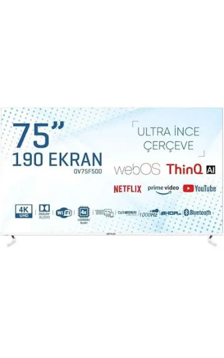 Onvo OV75F500 75" 190 Ekran Uydu Alıcılı 4K Ultra HD Smart LED TV