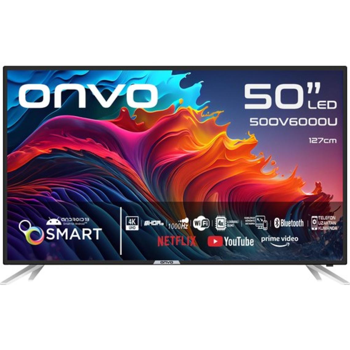 Onvo 50OV6000U 4K Ultra HD 50'' 127 Ekran Uydu Alıcılı Android Smart LED TV