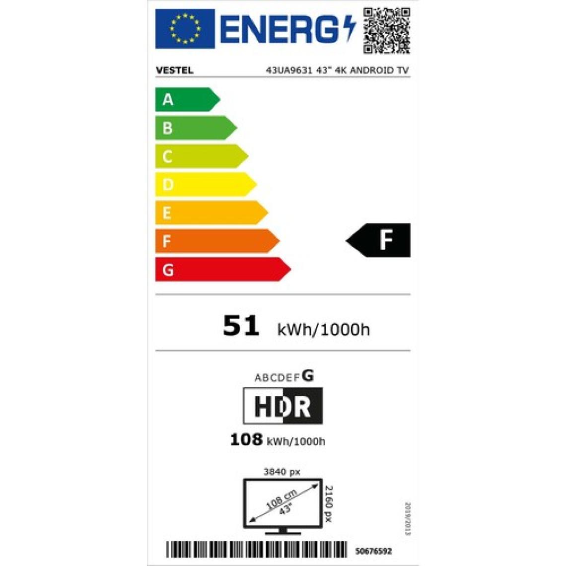 Vestel 43UA9631 4K Ultra HD 43" 109 Ekran Uydu Alıcılı Android Smart LED TV