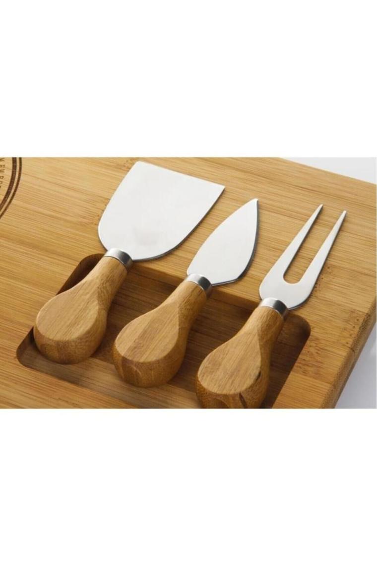 Modern Fhume - 4 Parça Peynir Dünyası 4 Parça BPA Free Bambu Bej 39 Dikdörtgen Sunum Tabağı