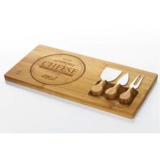 Modern Fhume - 4 Parça Peynir Dünyası 4 Parça BPA Free Bambu Bej 39 Dikdörtgen Sunum Tabağı