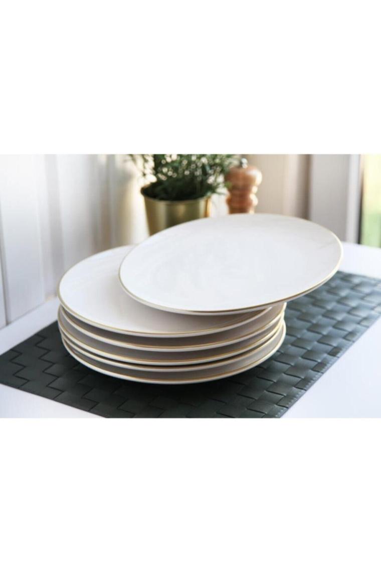 13 Parça Beyaz Gold Pasta Servis Sunum Çeyiz Seti