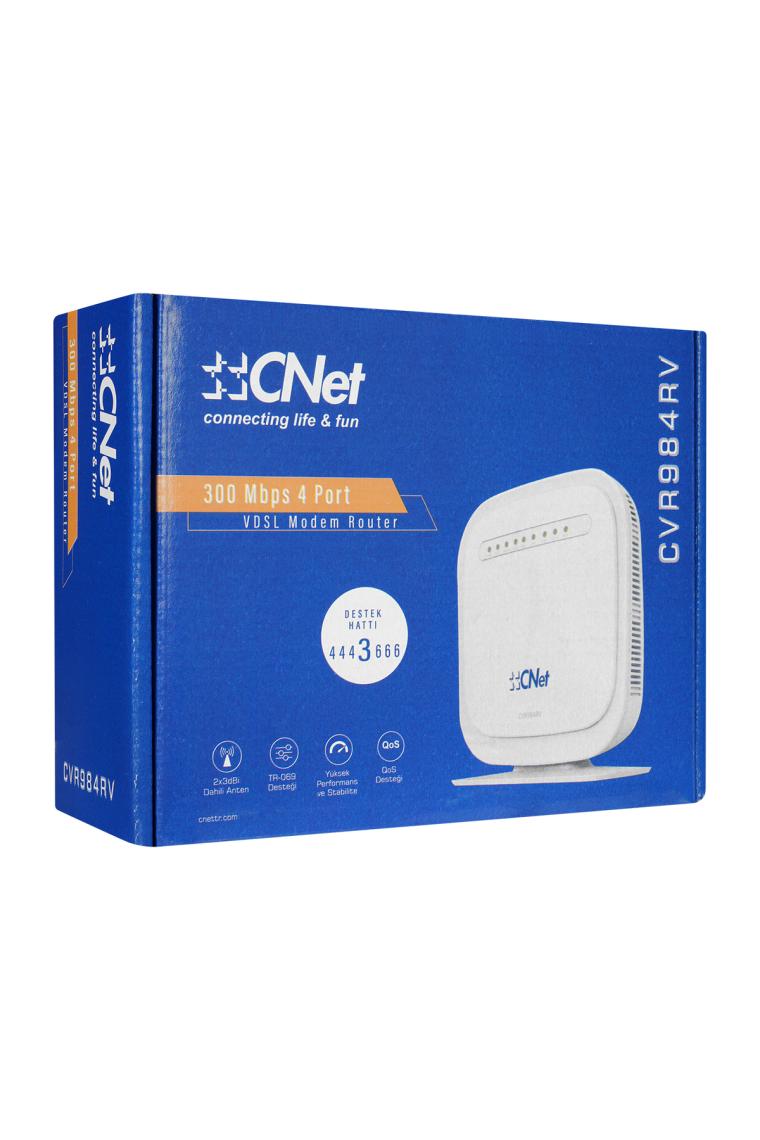 CVR984RV, 4 Port, 2.4Ghz Wifi, 300Mbps, 2x3dBi Dahili Anten, VDSL2, ADSL2+ MODEM