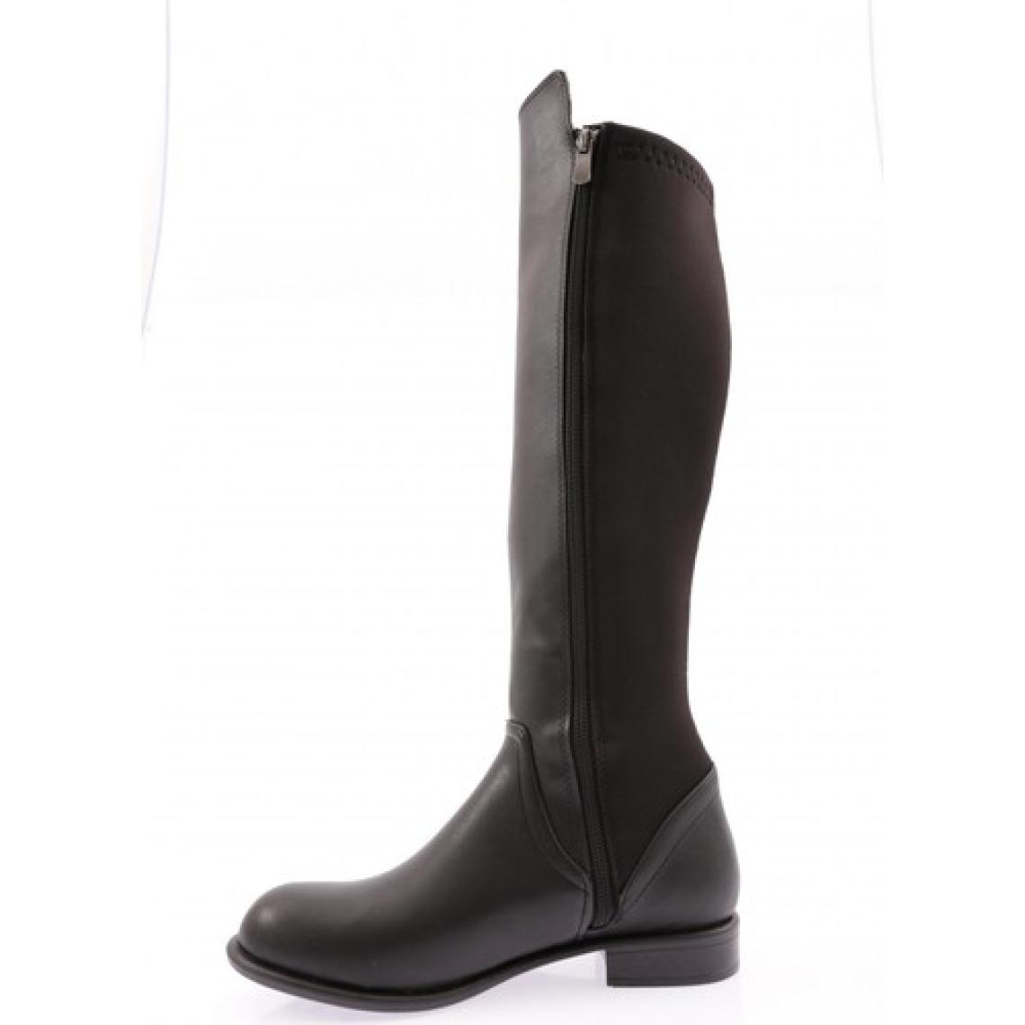 DGN 501 Kadin Arkasi Stretch Yani Fermuarli Knee High Flats Çizme 20K