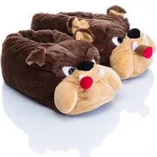 Twigy Bulldog Kadın,Garson Boy Hayvanlı Panduf Kahverengi 36/41 AA0614