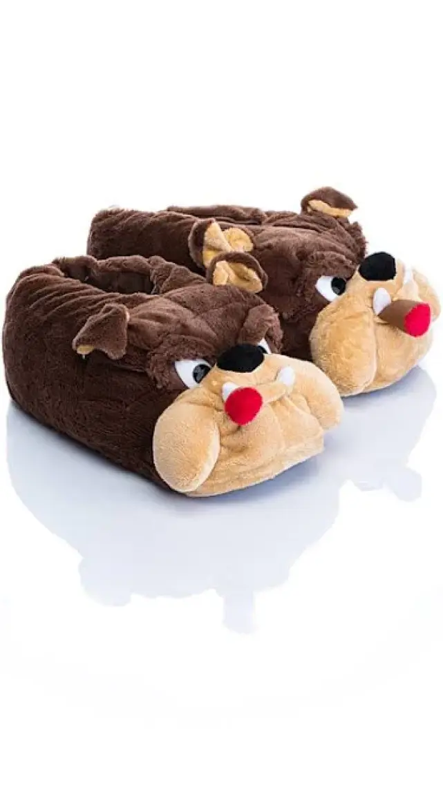 Twigy Bulldog Kadın,Garson Boy Hayvanlı Panduf Kahverengi 36/41 AA0614