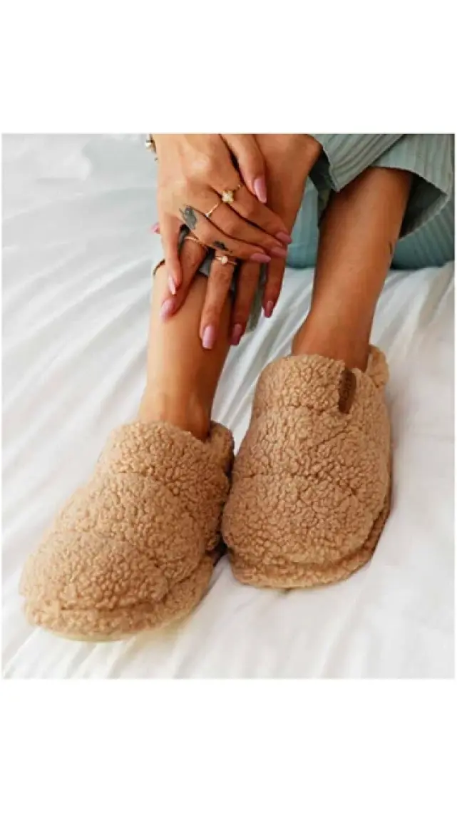 Peluche Camel Teddy Women Slipper Kadın Günlük Ev Pandufu Ted-Kcl Krem