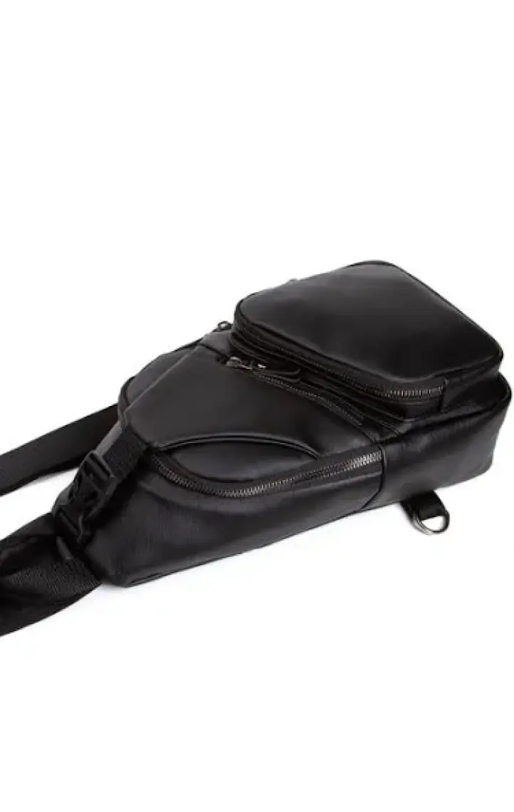Torz Yıkama Deri Göğüs Çantası Kulaklık ve Şarj Çıkışlı Tek Kol Çarpraz Mini Sırt Çanta Bodybag