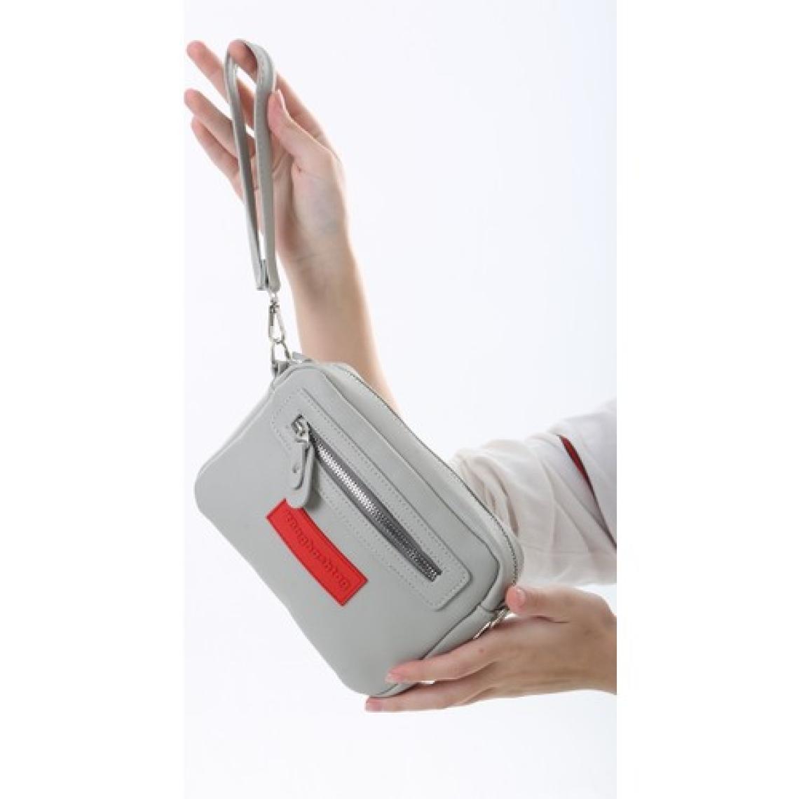 Baghashtag Gri Minik Unisex 3 Gözlü Deri Çanta
