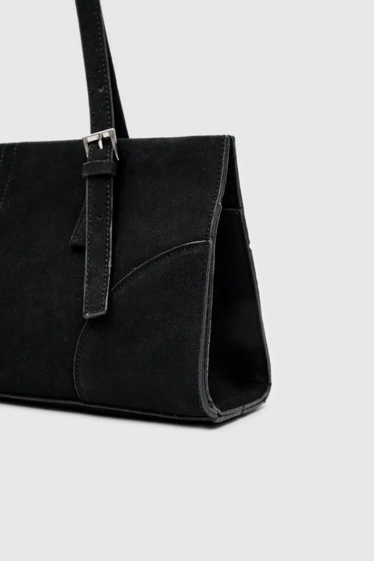 Shule Bags Andrea Süet Siyah Baget Çanta