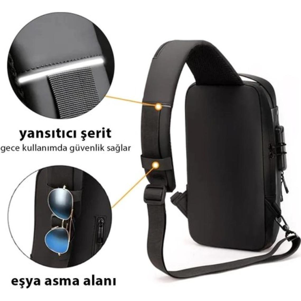 Newish Polo Erkek Siyah Usb Çıkışlı Çapraz Askılı Omuz ve Bel Çantası new222