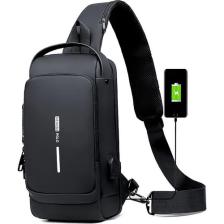 Newish Polo Erkek Siyah Usb Çıkışlı Çapraz Askılı Omuz ve Bel Çantası new222
