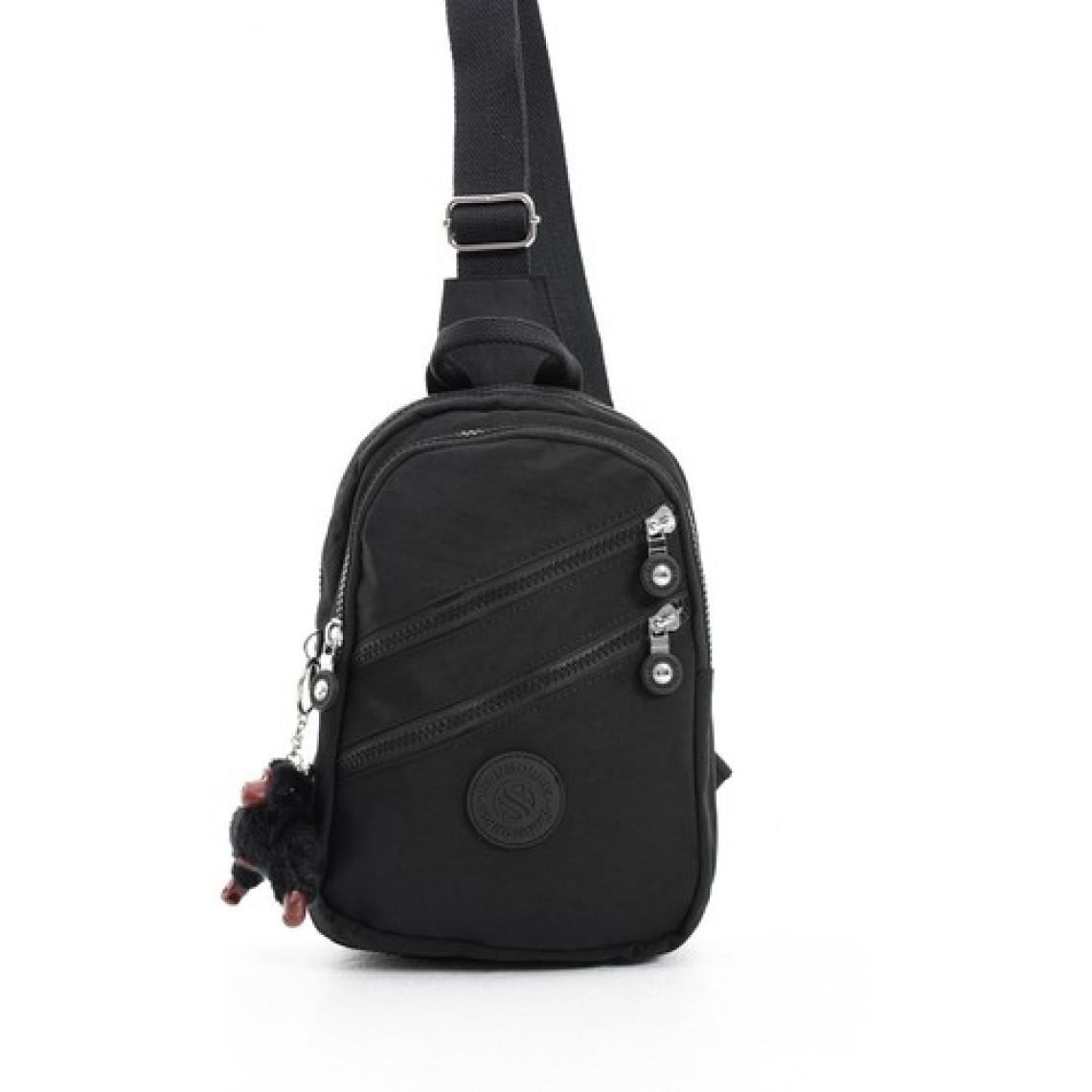 Sanmorris Unisex Kırinkıl Kumaş Suya Dayanıklı Ayarlanabilir Askılı  Çok Bölmeli Siyah Renkli Omuz Çantası Body Bag