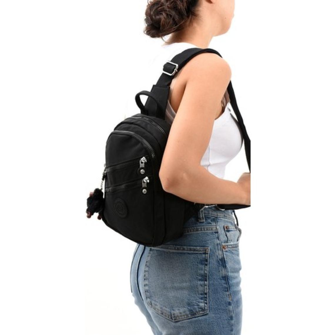 Sanmorris Unisex Kırinkıl Kumaş Suya Dayanıklı Ayarlanabilir Askılı  Çok Bölmeli Siyah Renkli Omuz Çantası Body Bag
